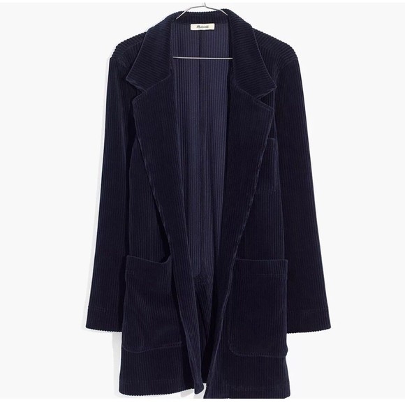 Madewell Jacket Womens XS Blue Texture & Thread Velour Corduroy Blazer - Picture 4 of 13